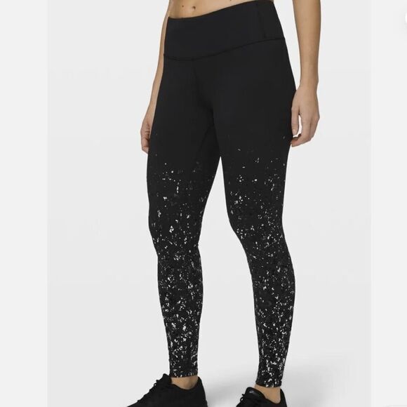 Lululemon Athletica Black Speed Wunder Tight 28" Speckle Shine Size 2 - Picture 1 of 9